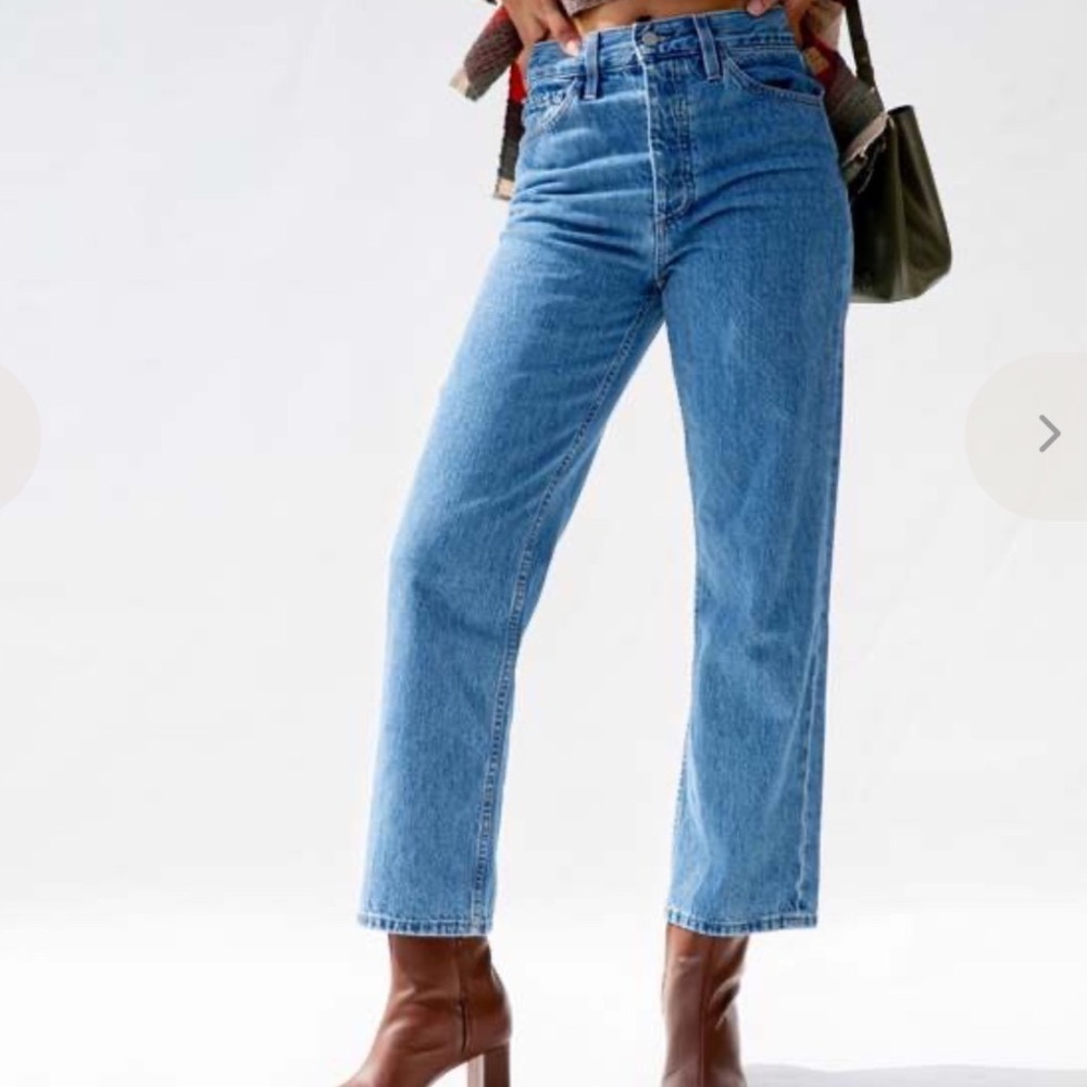 Mara Hoffman Organic Cotton Straight Leg Jeans Blue Denim Button Fly Size‎ 8 USA